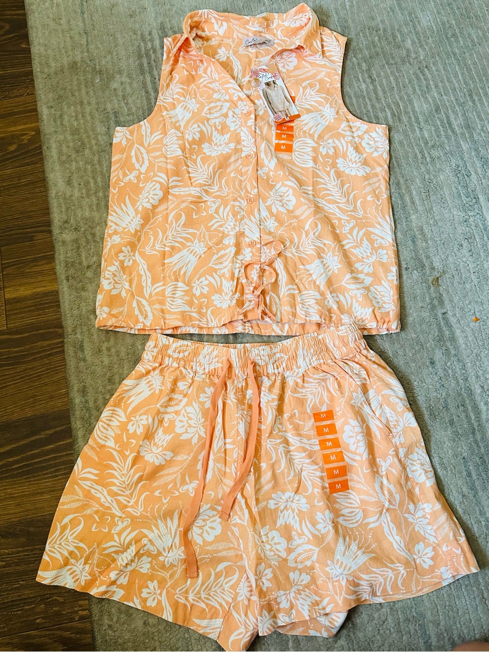 Coastal Comfort Peach Floral Two-Piece set Medium